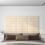 vidaXL Panouri de perete 12 buc. crem 60x15 cm catifea 1,08 m&sup2;