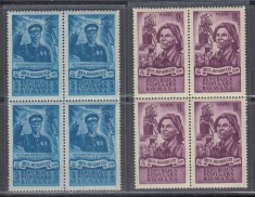 ROMANIA 1951 LP 285 ZIUA MINERULUI BLOCURI DE 4 TIMBRE MNH foto
