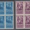 ROMANIA 1951 LP 285 ZIUA MINERULUI BLOCURI DE 4 TIMBRE MNH