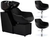 Set Profesional Coafor: Scafă Model Laura + 2 Scaune Hidraulice Pivotante cu Bol Ceramic și Accesorii Incluse