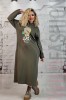 Rochie Lunga Verde Army Casual Oversize cu Gluga, Maneci Lungi, Buzunare si Crapatura. Vascoza, Poliamida si Lycra. Fabricat in Turcia