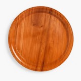 Cumpara ieftin Tavă rotundă plastic dur 35 cm, model lemn