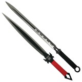 Set doua sabii de vanatoare IdeallStore&reg;, Red Ronin si Dao Blade, otel inoxidabil, negru, teaca inclusa