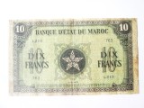 Rara! Maroc 10 Francs 1943,bancnota din imagini la cel mai mic pret