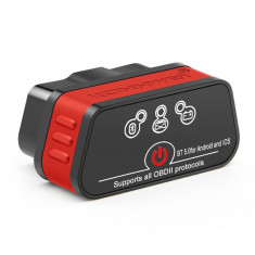 Diagnoza auto OBD2 KONNWEI KW901, Bluetooth 5.0, Buton ON-OFF, compatibil Android iOS, ELM 327 OBDII, Negru/Rosu