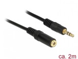 Cablu prelungitor audio jack 3.5mm 2m Negru, Delock 83766