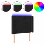 Cumpara ieftin Tablie de pat cu LED, negru, 103x16x118/128 cm, catifea