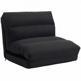 HOMCOM Fotoliu de podea canapea relax fotoliu convertibil &icirc;n pat &icirc;nclinabil 90&deg; &agrave; 180&deg; material - 70 x 72 x 56 cm - negru | Aosom Romania