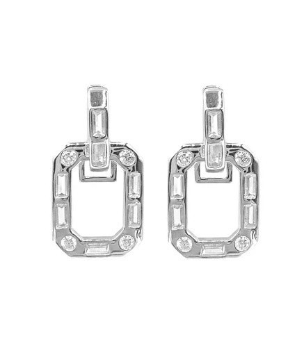 Cercei Argint BAGGETTE Ovali cu piatra Cod ARG78E