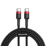 Baseus - Data Cable Cafule (CATKLF-H91) - Type-C to Type-C, Fast Charging, 60W, 20V, 3A, 2m - Red / Black