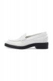 Bianco mocasini de piele BIAALMA femei, culoarea alb, cu toc plat, 11250989