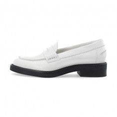 Bianco mocasini de piele BIAALMA femei, culoarea alb, cu toc plat, 11250989