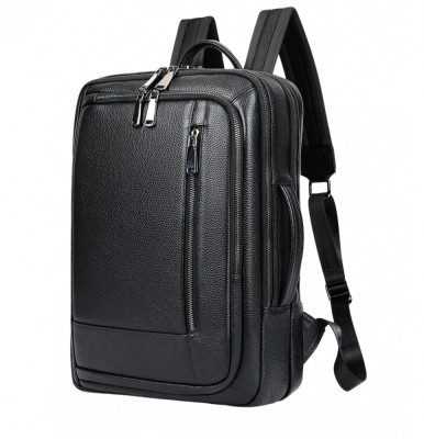 Rucsac laptop 15,6, BUSY LDY&amp;amp;GTM&amp;reg; Urban, barbati, piele naturala, multifunctional, suport troler, spate antiperspirant, negru foto
