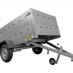 Remorcă 230x125 Garden Trailer 230 KIPP cu roată de sprijin și obloane BIS