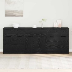 vidaXL Bufet 3 pcs Stejar negru 60 x 30 x 70 cm Lemn compozit