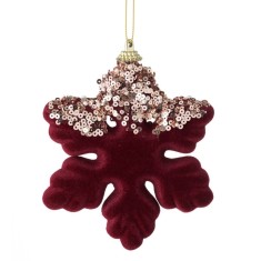 Ornament Brad Crăciun, Fulg Spumă, Bordo, Paiete Aurii, 12cm