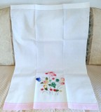 Stergar Vintage din bumbac cu broderie manuala florala aplicata tip quilt