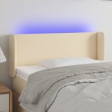 VidaXL Tăblie de pat cu LED, crem, 103x16x78/88 cm, textil 3122951