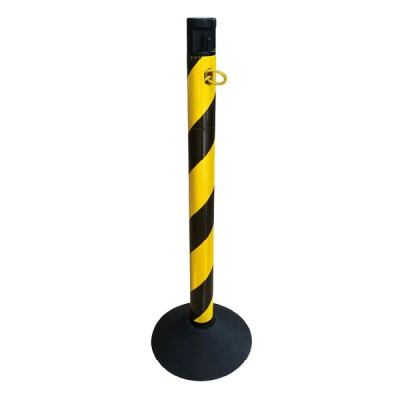 Stalp reflectorizant, din plastic, cu lant, negru/galben, 870mm foto