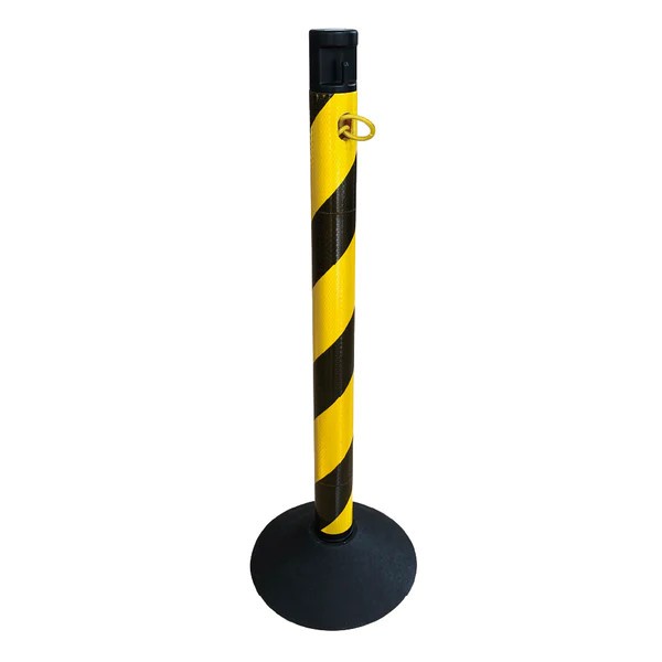 Stalp reflectorizant, din plastic, cu lant, negru/galben, 870mm