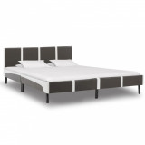 Cadru de pat, gri și alb, 180 x 200 cm, piele ecologică, Cires, Dublu, Cu polite semirotunde, vidaXL