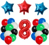 Set aniversar pentru 8 ani Ruenie, folie/latex, multicolor, 31 piese