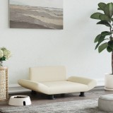VidaXL Pat de c&acirc;ini, crem, 70x45x28 cm, piele ecologică