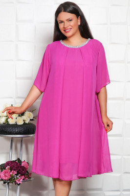 Rochie din Voal Eris Fucsia - 54Marimea foto