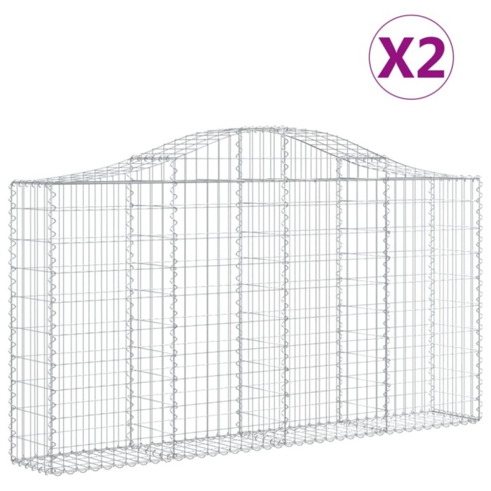 Cosuri gabion arcuite 2 buc, 200x30x100/120 cm fier galvanizat