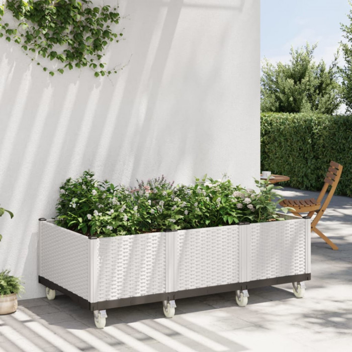 Jardiniera de gradina cu picioare, alb, 150x80x54 cm, PP GartenMobel Dekor