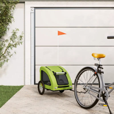 vidaXL Remorcă de bicicletă animale companie, verde textil oxford/fier foto