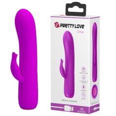 Vibrator Pretty Love Omar, 12 Moduri Vibratii, Silicon, USB, Mov, 15 cm