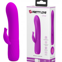 Vibrator Pretty Love Omar, 12 Moduri Vibratii, Silicon, USB, Mov, 15 cm