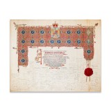 Conferința Uniunii Interparlamentare din 1 octombrie 1931, tablou de protocol cu 300 de semnături olografe, acuarelă de Gheorghe Chirovici