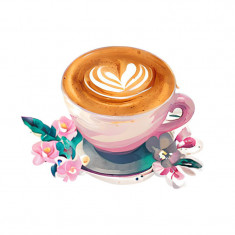 Sticker decorativ, Ceasca de cafea, Roz, 60 cm, 7586ST