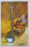 Maria Proca Jinga (1928- 2004) - Natura statica cu sfesnic si vas cu flori