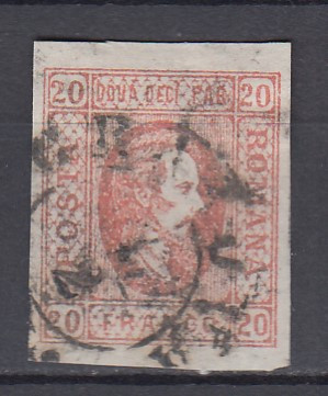 ROMANIA 1865 LP 17 A.I.CUZA EFIGIA DOMNITORULUI IN OVAL 20 PARALE STAMPILAT foto