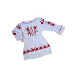 Cumpara ieftin Rochita tradittionala fete - cu motive traditionale rosii si verzi - GBY106