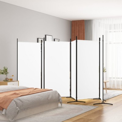 Paravan cameră cu 6 panouri, alb, 520x180 cm, textil foto