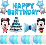 Set aniversar cu Mickey și Minnie FANDE, latex, folie, albastru, 21 piese