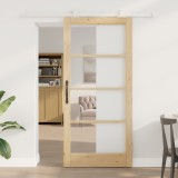 Ușă glisantă vidaXL cu set de accesorii &#039;ORKDAL&#039;Lemn masiv &amp; Sticlă, Ușă interioară vidaXL cu sticlă &#039;ORKDAL&#039;93x202x4 cm Lemn masiv din pin