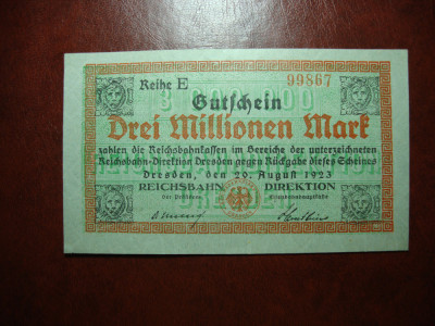 GERMANIA 3.000.000 MARK 1923 AUNC / UNC foto