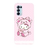 Husa compatibila cu Oppo A54 5G, Viceversa, model Hello kitty cute bear costume, Silicon, TPU, Transparent, Carcasa