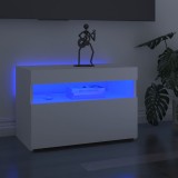 VidaXL Comode TV cu lumini LED, 2 buc., alb, 60x35x40 cm