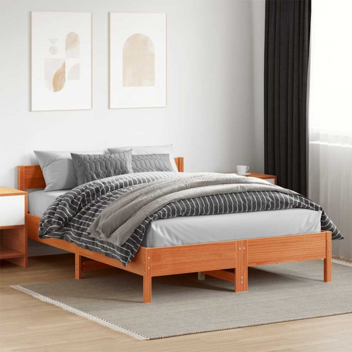 vidaXL Cadru pat fără saltea, maro ceruit, 120x200 cm, lemn masiv pin 842757