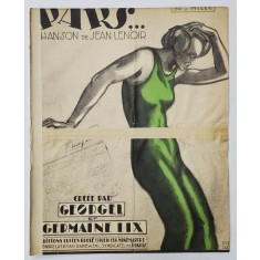 PARS ! ...CHANSON de JEAN LENOIR , creee para GEORGEL et GERMAINE LIX , PARTITURA , 1924, COPERTA LITOGRAFIATA