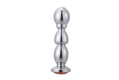 Dildo anal metalic Rosy Silver Large with Diamond