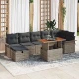 vidaXL Set de canapele pentru grădină cu pernă 8 pcs Gri Rattan poli