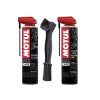 Kit intretinere Motul C1 Chain Clean 0.4L + Perie curatat lant + Motul C4 Chain Lube Racing Road 0.4L