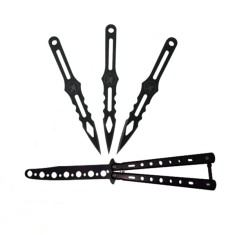 Set Briceag fluture de antrenament, Wave Blade si 3 cutite de aruncat , DEPOX&reg;, otel inoxidabil